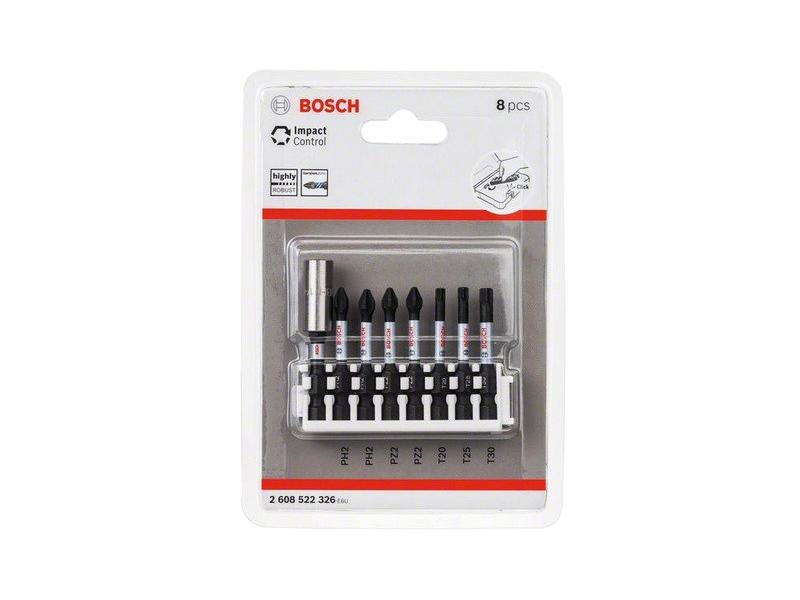 Impact Control Ударные биты PH2 (-2-),PZ2 (-2-),T20,T25,T30 + магнитный держатель, BOSCH, 2608522326